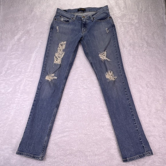 Levi's Denim - Y2K Levi's 524 Superlow Womens 9M LowRise Distressed Stretch Skinny Jean (30x31)